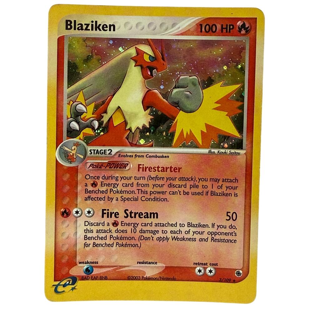 Pokémon TCG Blaziken 3/109 Ruby & Sapphire 2003 E-Reader Holo Foil Rare Card MP-